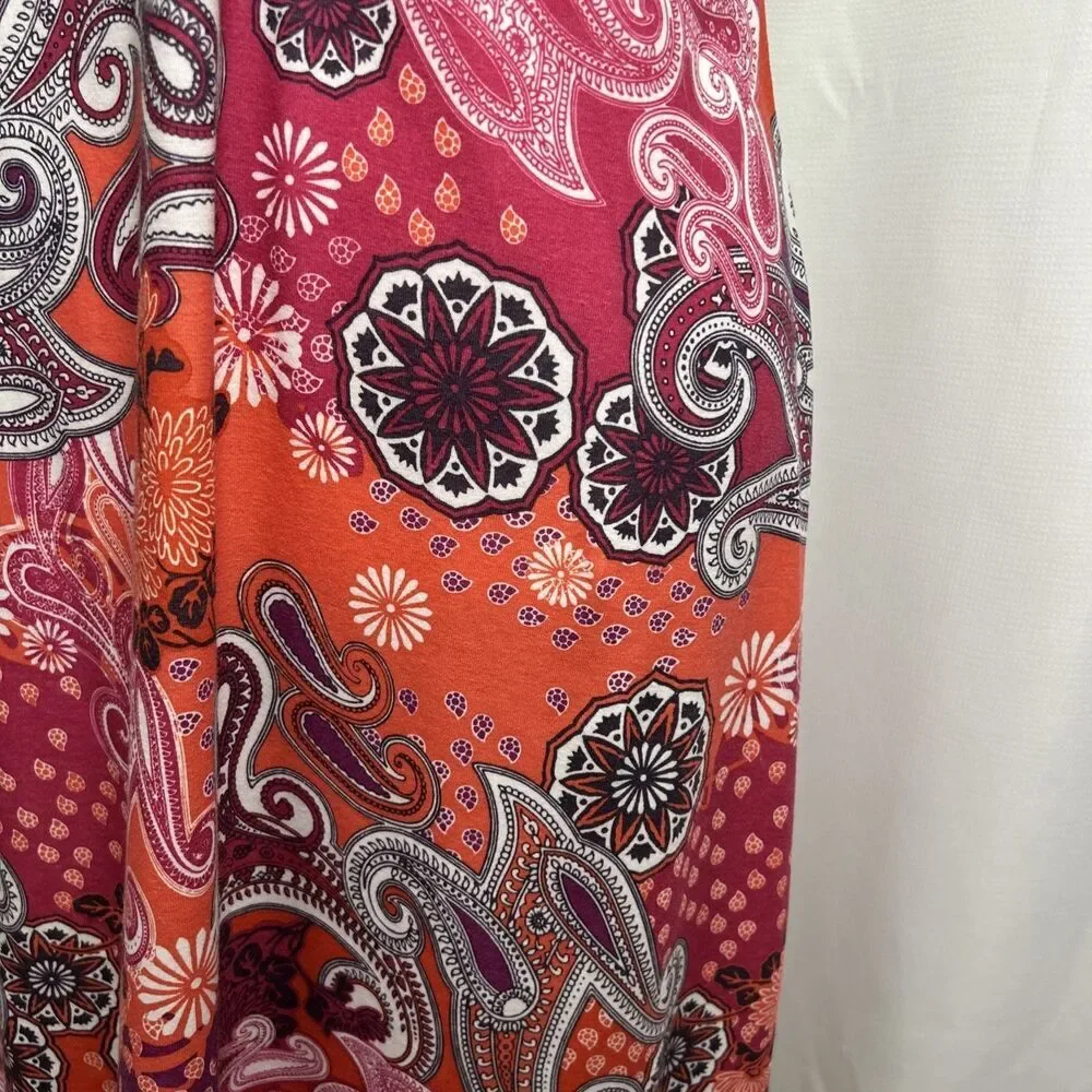 Prana Athletic Dress Women’s Medium Self Bra Fuchsia Orange Paisley Fit Flare - Picture 4 of 10